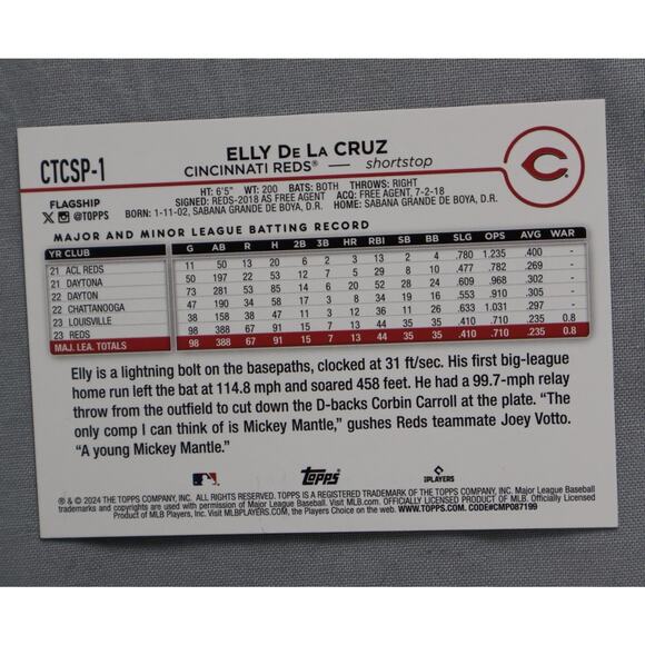 2024 Topps Flagship #CTCSP-1 Elly De La Cruz RC SP Companion Card - Reds - Picture 2 of 4